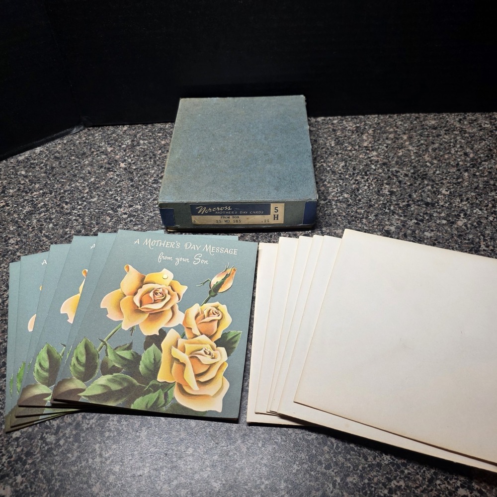 Vintage 1950s Norcross Mother's Day Cards From Son 25MD585 Lot Of 6 Box